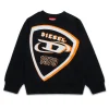 Sweatshirts | Sweatshirts>DIESEL Crew-neck sweatshirt with maxi shield logo black
