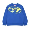 Logomania | Logomania>DIESEL Crew-neck sweatshirt with used-effect Oval D logo bright bluette