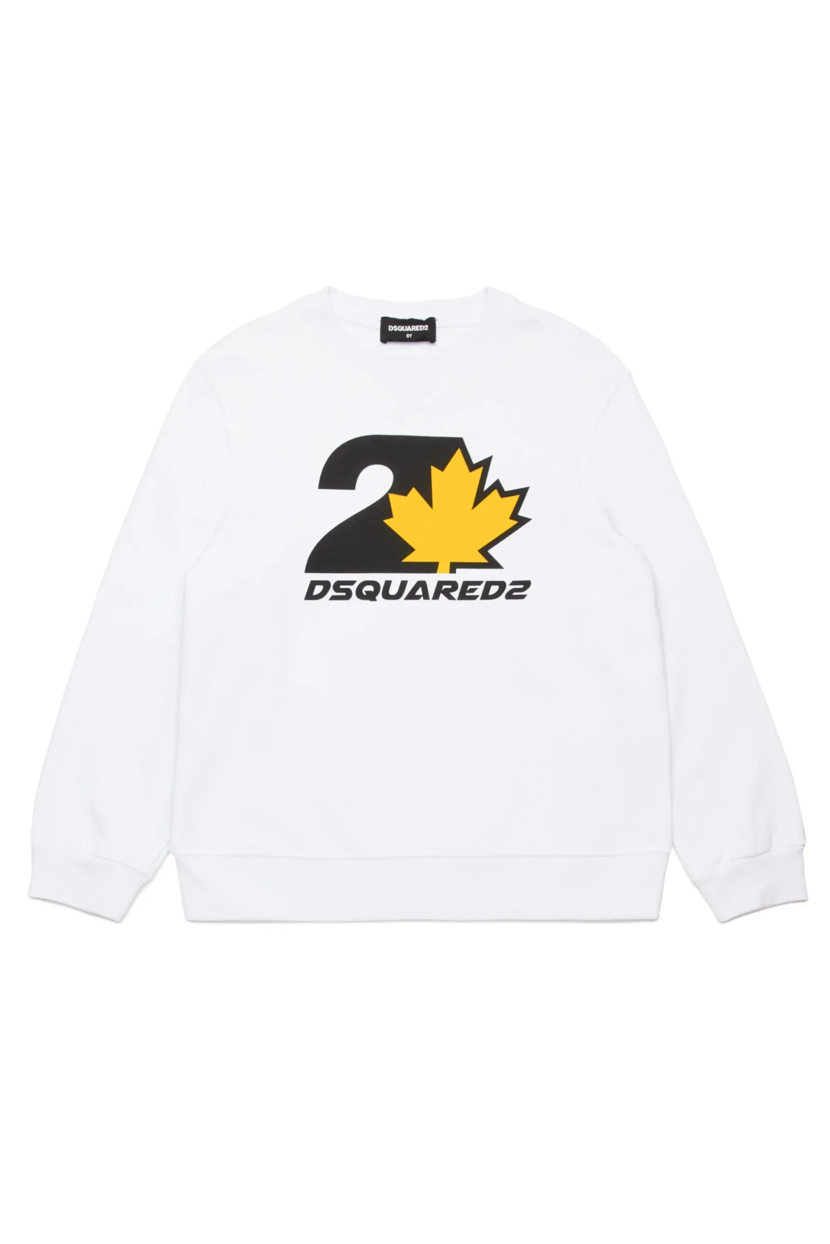 Sweatshirts | Sweatshirts>DSQUARED2 Crew-neck sweatshirt with Maple Leaf print white