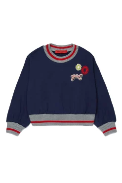 Sweatshirts>MAX&Co. Crew-neck sweatshirt with college patches night blue
