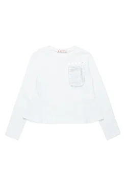 Sweatshirts>MARNI Crew-neck sweatshirt with mylar pocket natural white