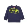Sweatshirts | Oval D By Diesel>DIESEL Crew-neck sweatshirt with used-effect Oval D logo blue peacoat
