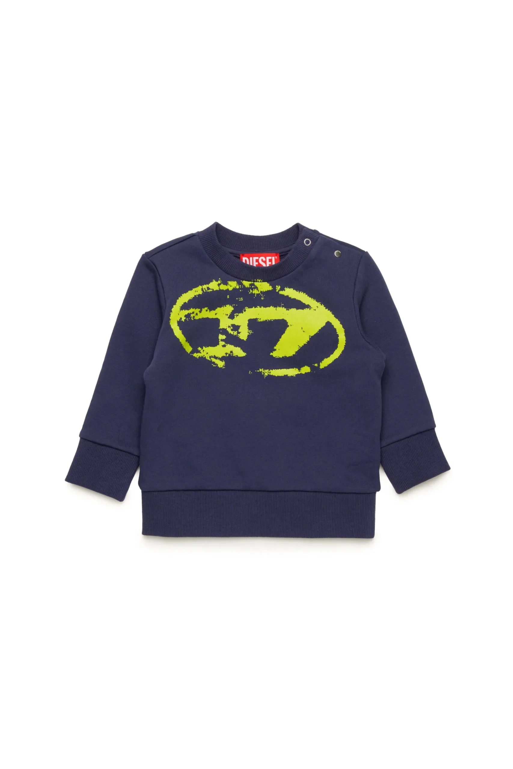 Sweatshirts | Oval D By Diesel>DIESEL Crew-neck sweatshirt with used-effect Oval D logo blue peacoat