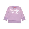 Sweatshirts | Oval D By Diesel>DIESEL Crew-neck sweatshirt with used-effect Oval D logo lavender