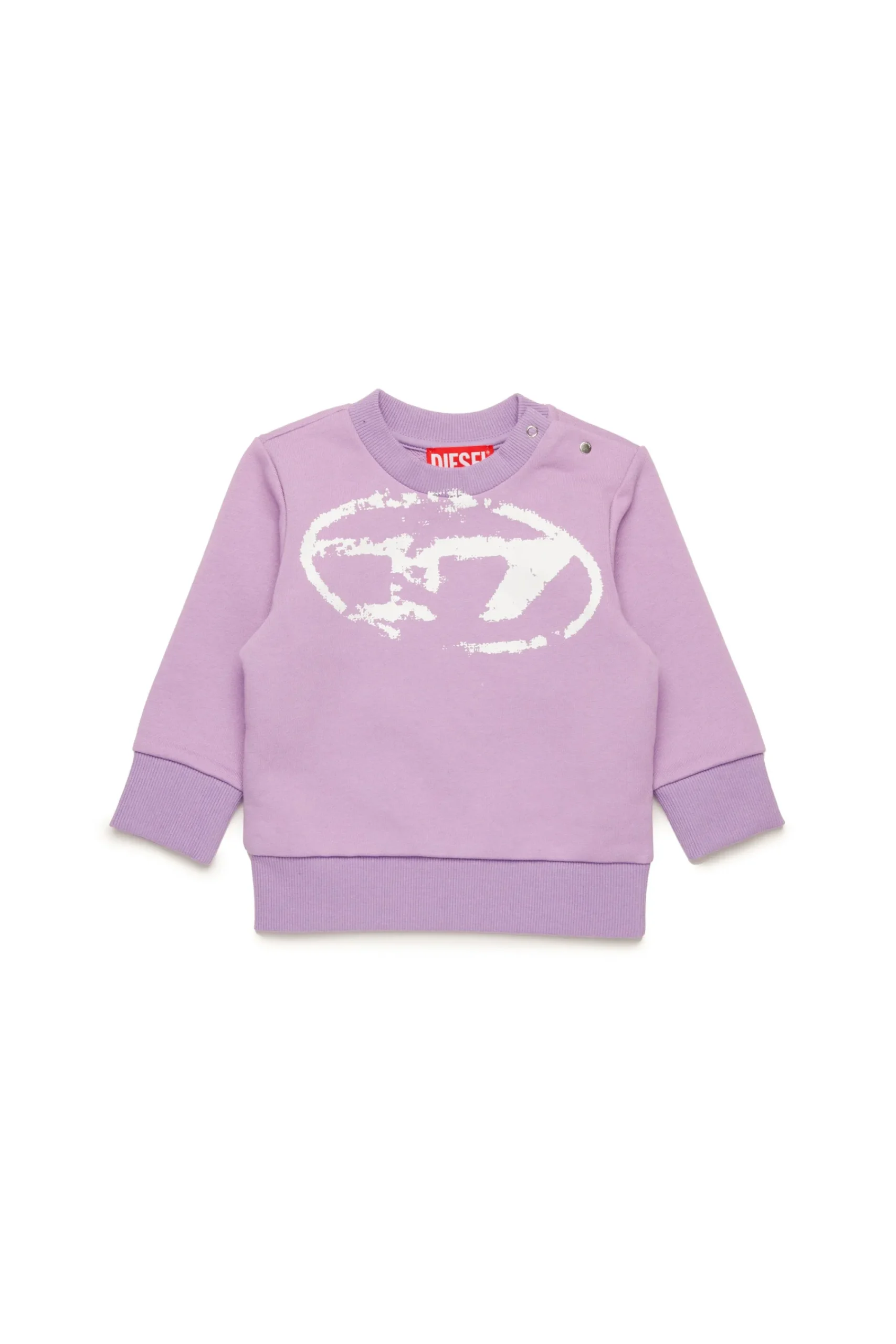 Sweatshirts | Oval D By Diesel>DIESEL Crew-neck sweatshirt with used-effect Oval D logo lavender