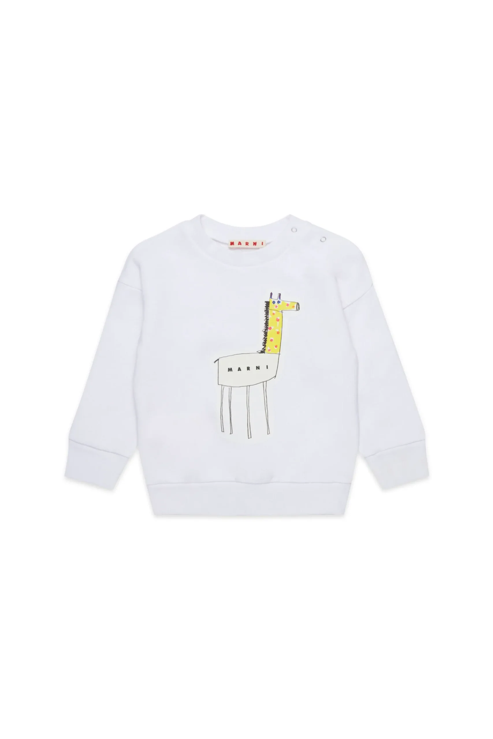 Sweatshirts>MARNI Crew-neck sweatshirt with giraffe print white