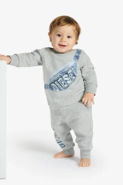 Sweatshirts | Activewear>DIESEL Crew-neck sweatshirt with Hip Pack graphics grey melange