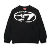 Oval D By Diesel | Oval D By Diesel>DIESEL Crew-neck sweatshirt with used-effect Oval D logo black