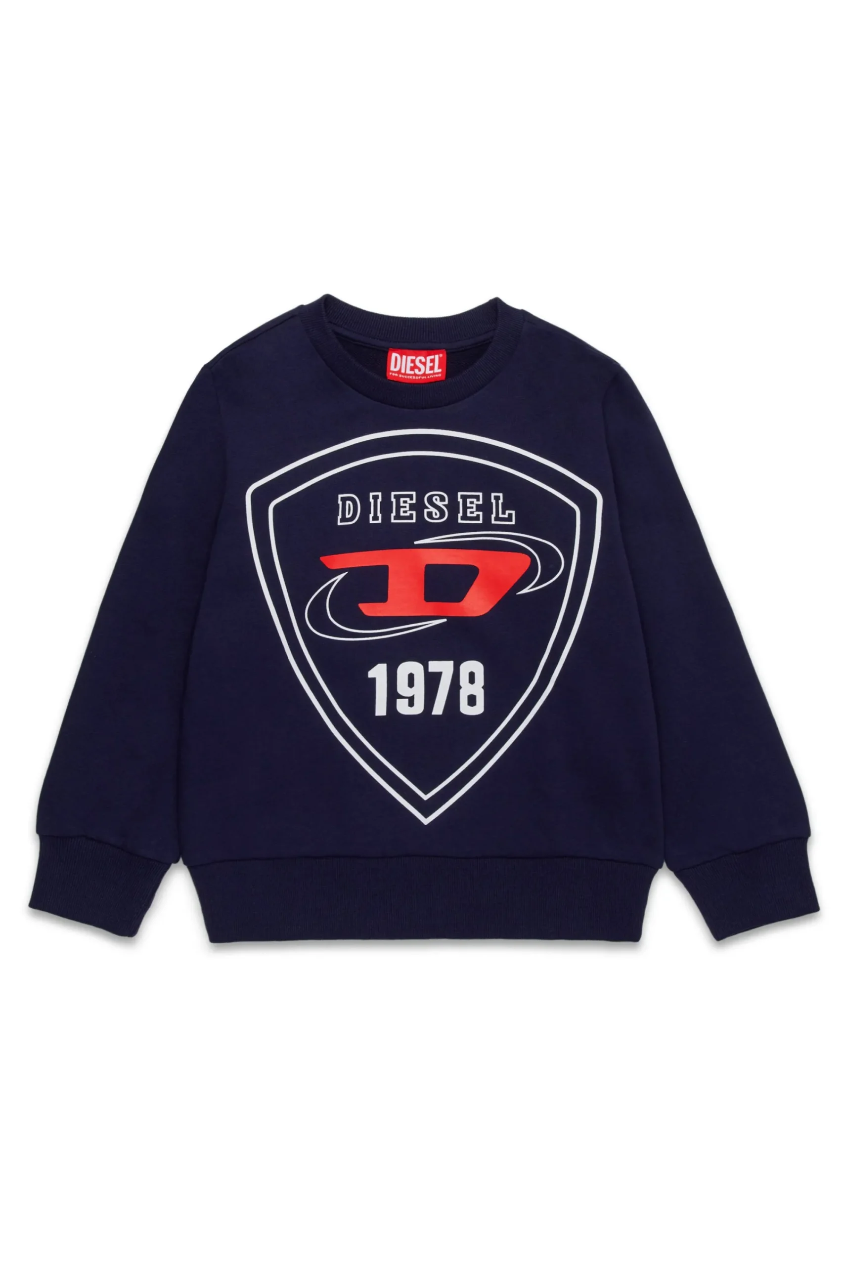 Sweatshirts>DIESEL Crew-neck sweatshirt with shield logo print blue peacoat