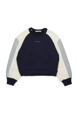 Sweatshirts | Activewear>MARNI Crew-neck sweatshirt with colorblock details blue navy