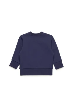 Sweatshirts | Oval D By Diesel>DIESEL Crew-neck sweatshirt with used-effect Oval D logo blue peacoat