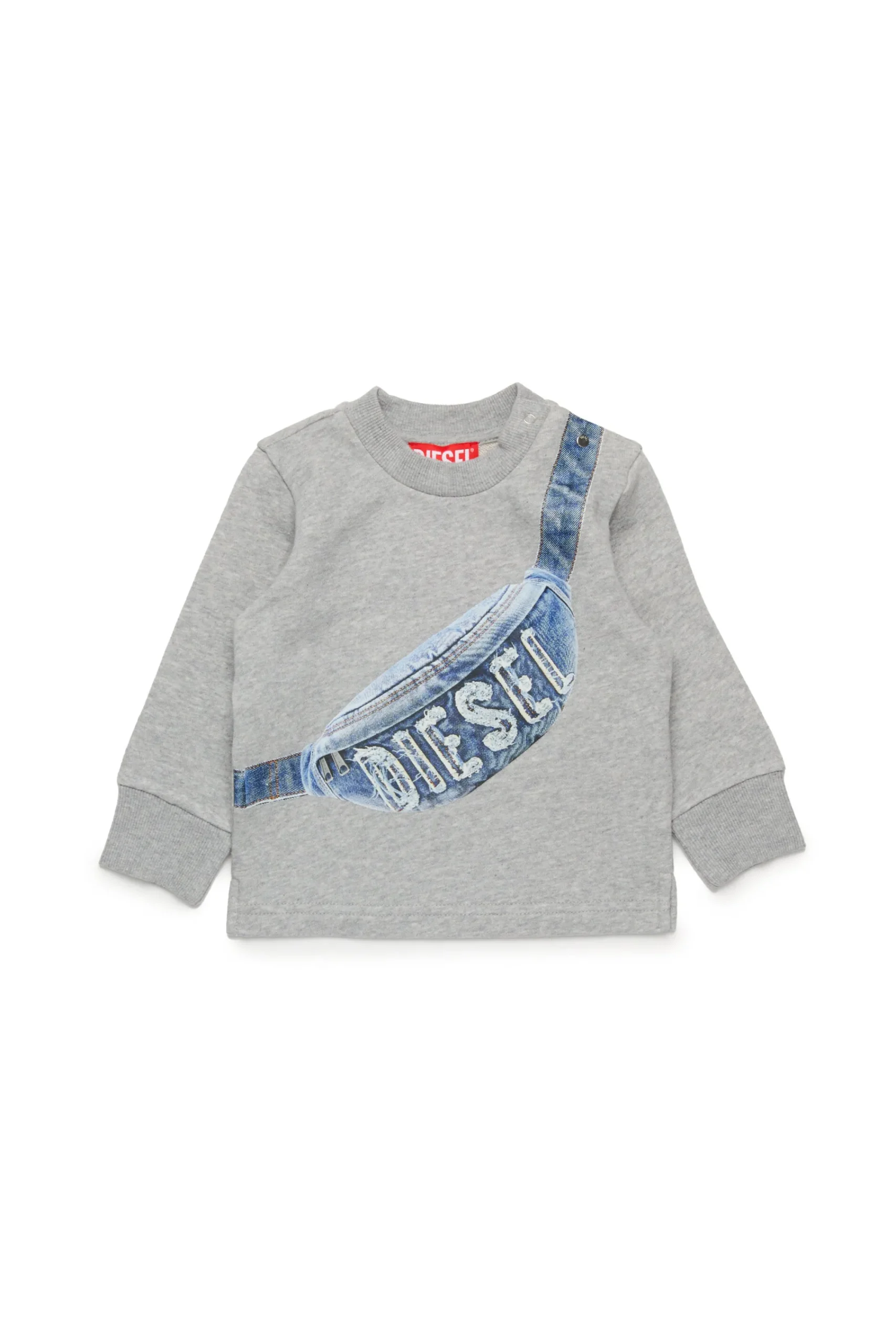 Sweatshirts | Activewear>DIESEL Crew-neck sweatshirt with Hip Pack graphics grey melange