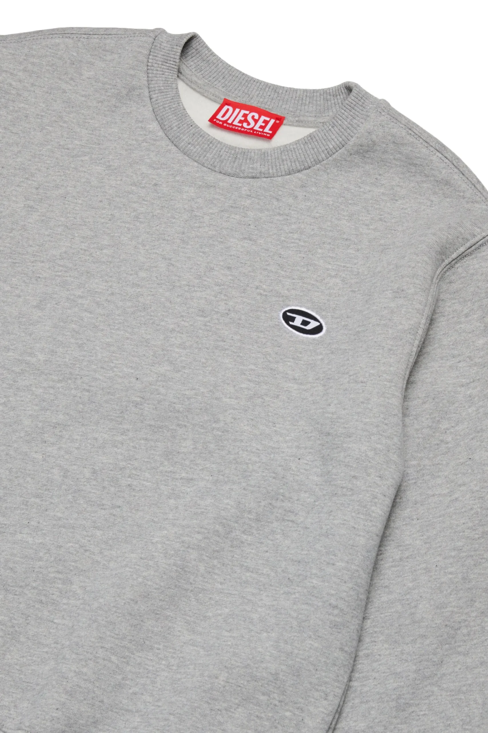 Sweatshirts>DIESEL Crew-neck sweatshirt with embroidered oval D logo grey melange