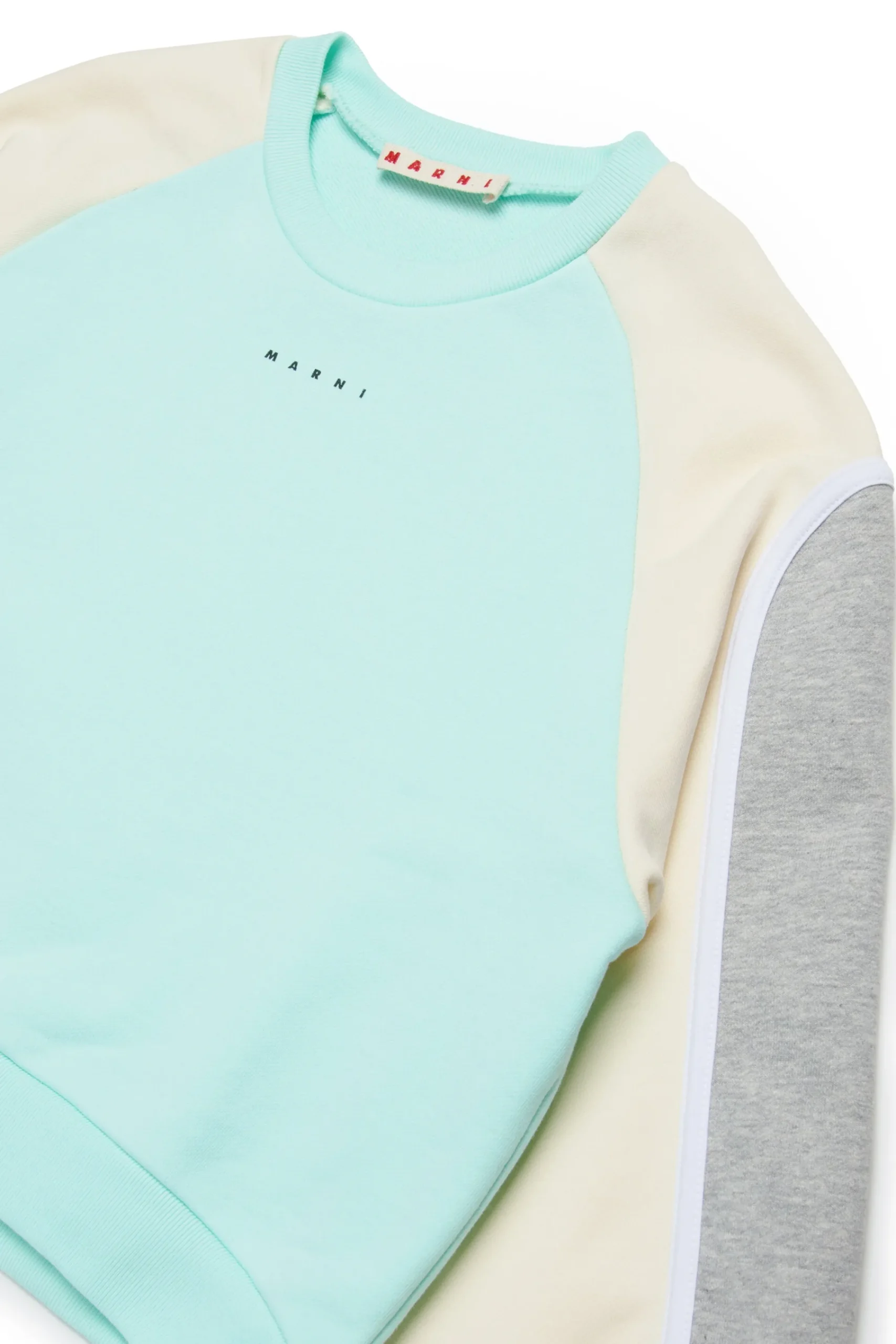 Sweatshirts | Activewear>MARNI Crew-neck sweatshirt with colorblock details placid blue
