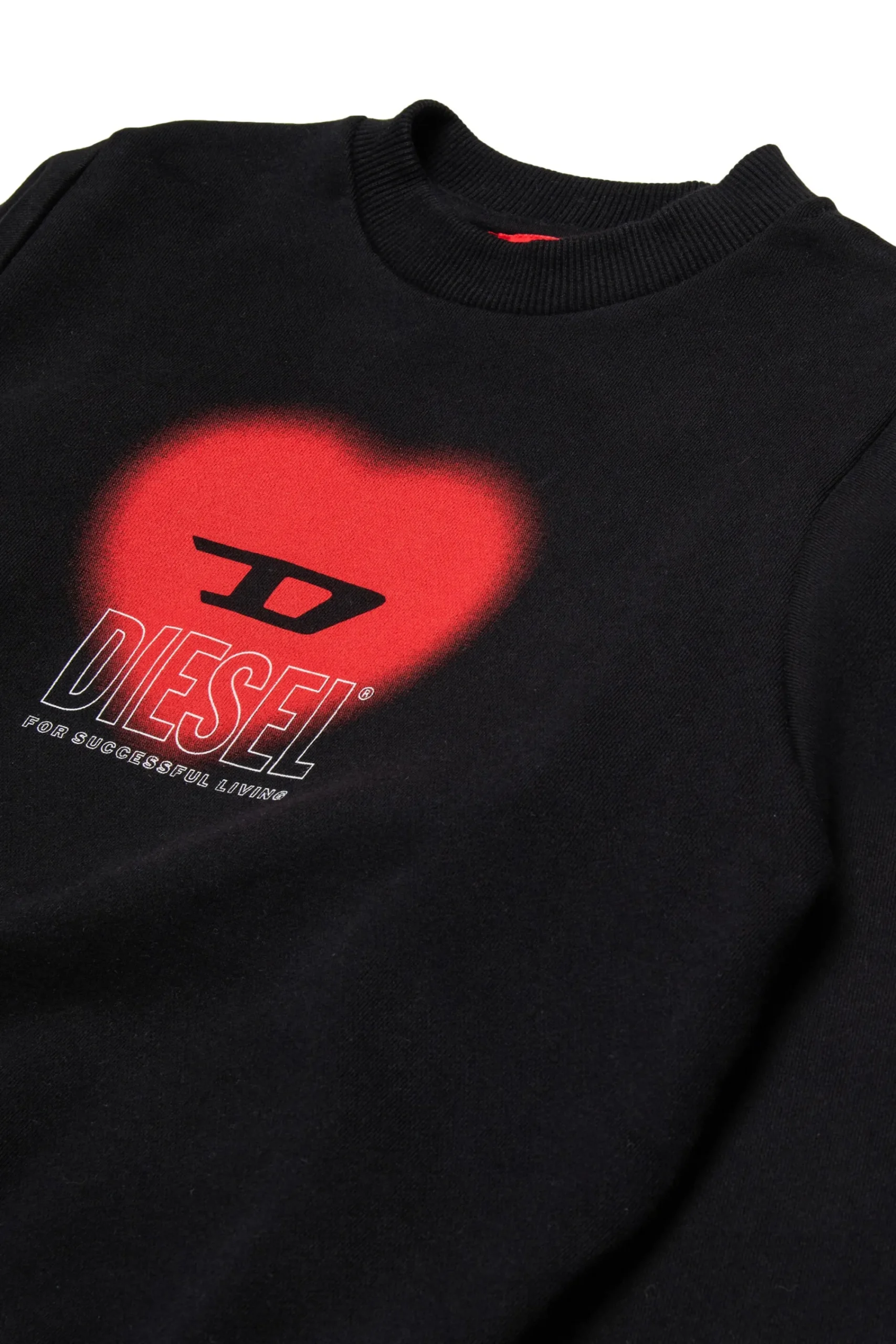 Sweatshirts>DIESEL Crew-neck sweatshirt with heart graphic black