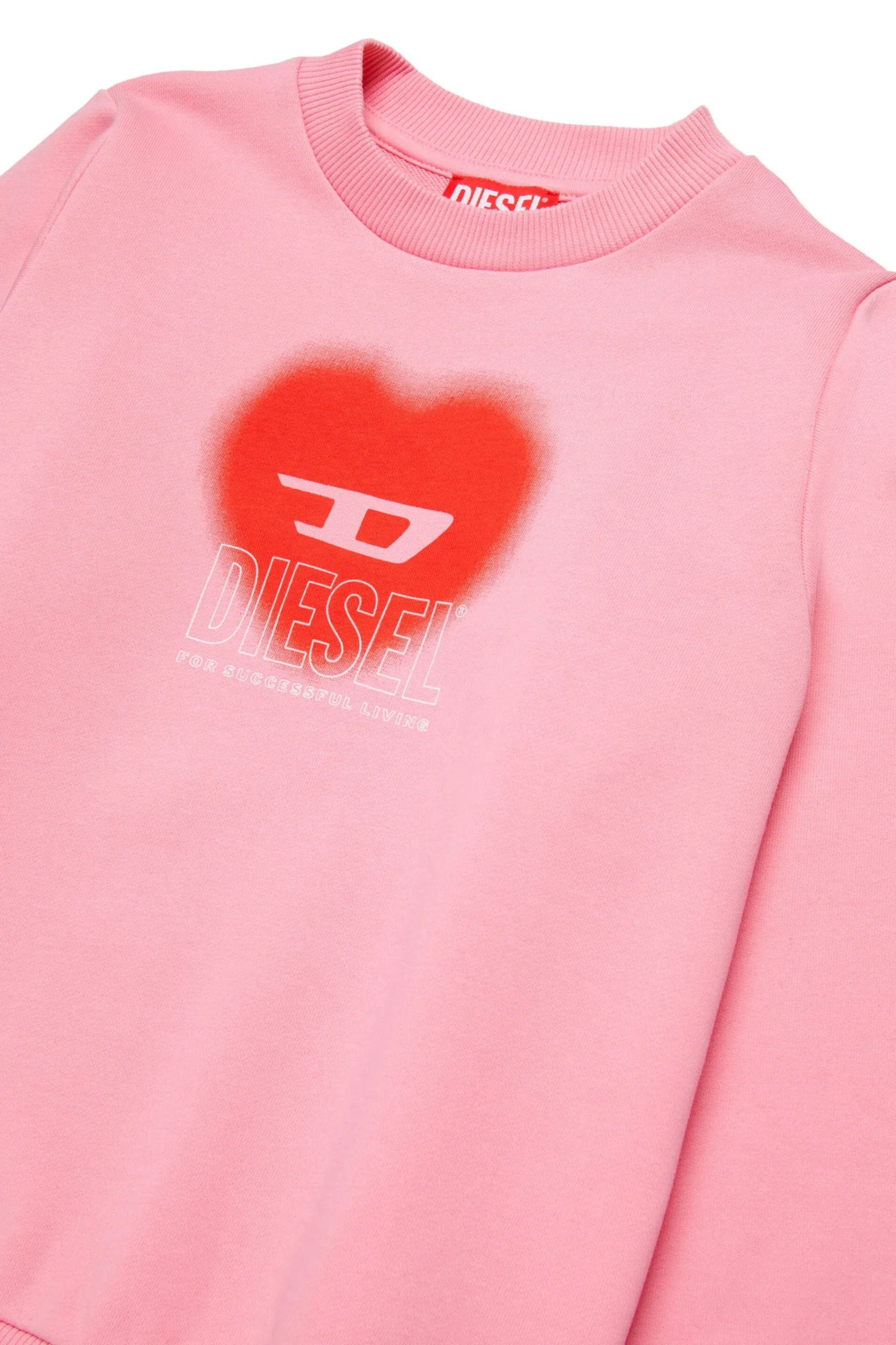 Sweatshirts>DIESEL Crew-neck sweatshirt with heart graphic pink