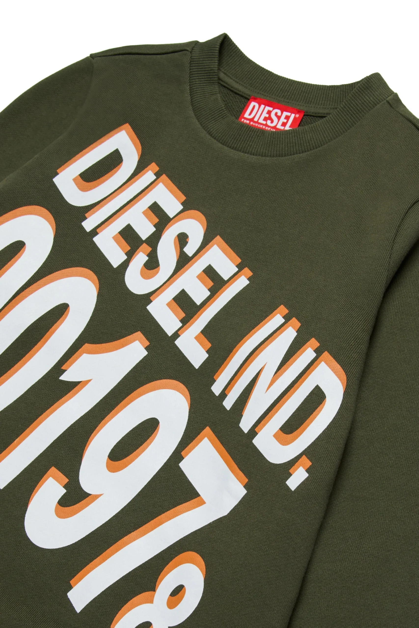 Sweatshirts | Sweatshirts>DIESEL Crew-neck sweatshirt with maxi logo print dusty olive