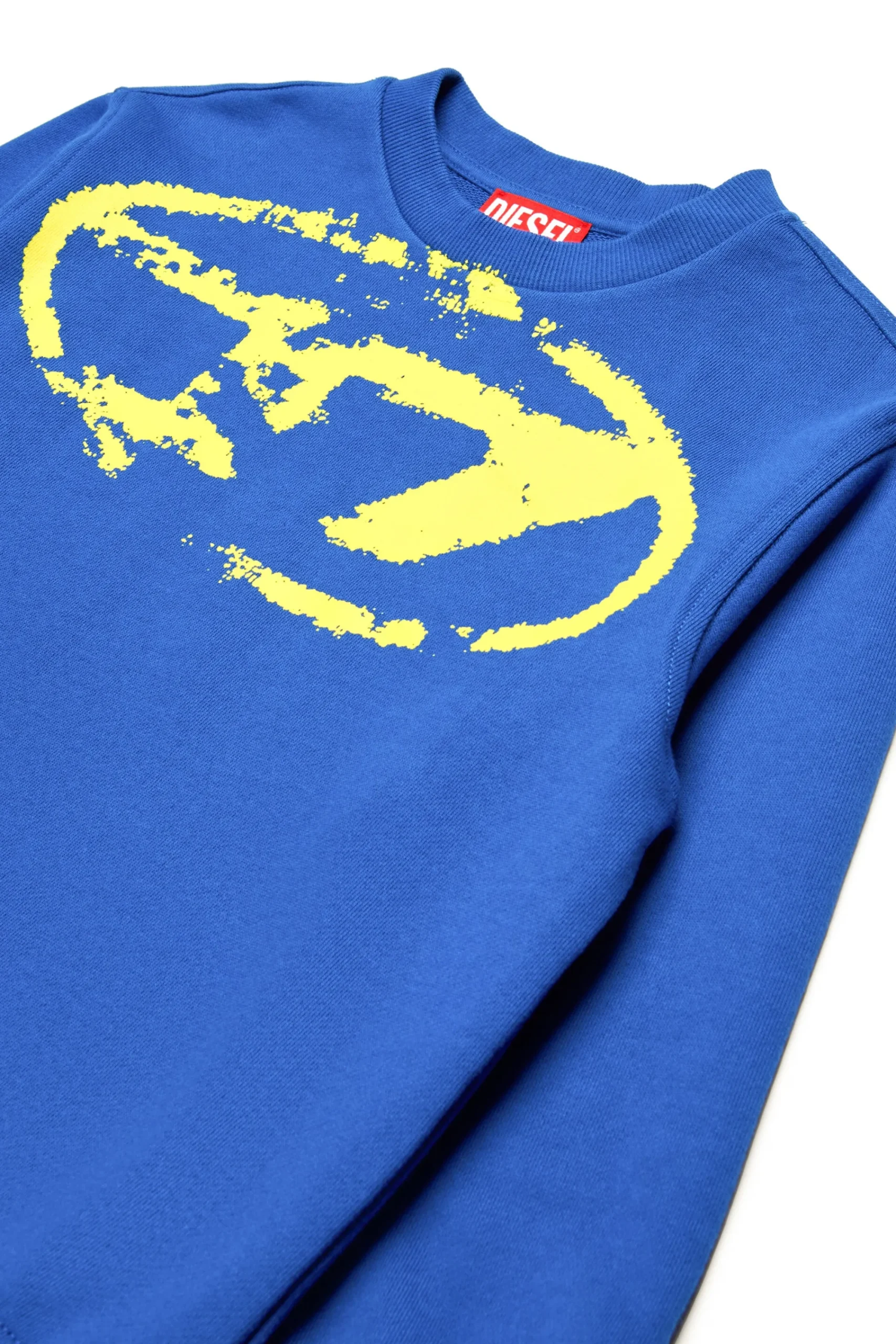 Logomania | Logomania>DIESEL Crew-neck sweatshirt with used-effect Oval D logo bright bluette