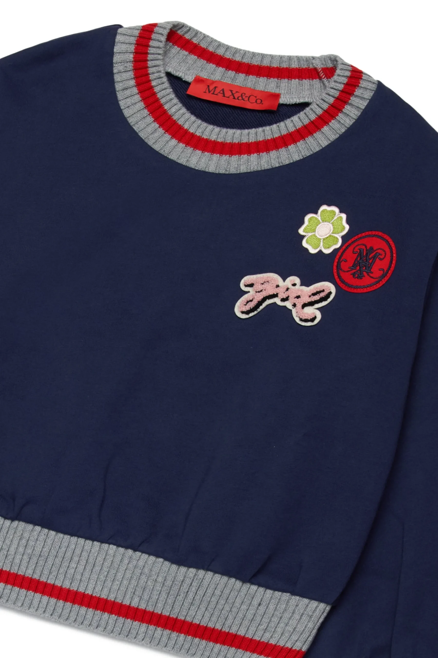 Sweatshirts>MAX&Co. Crew-neck sweatshirt with college patches night blue