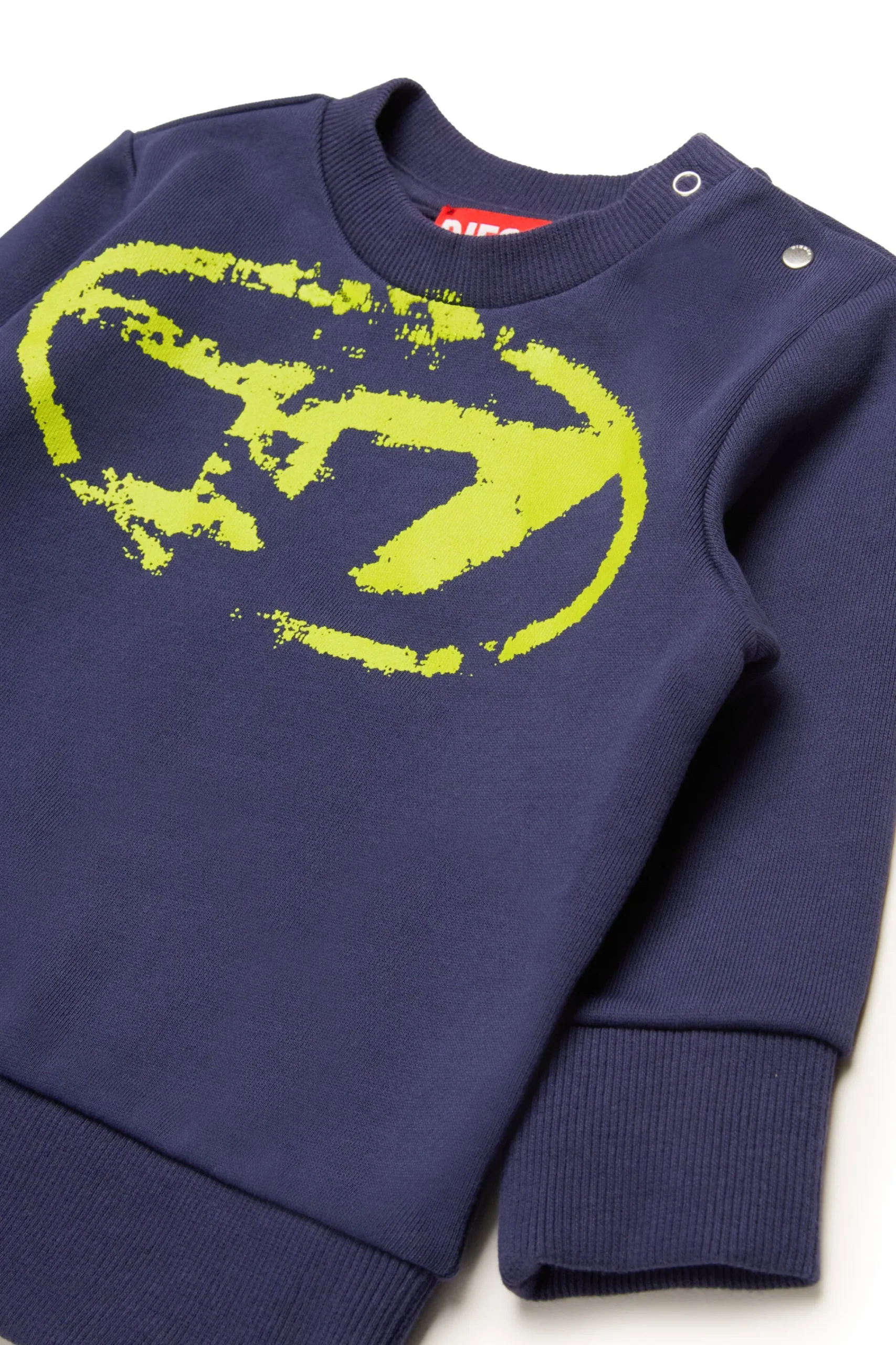 Sweatshirts | Oval D By Diesel>DIESEL Crew-neck sweatshirt with used-effect Oval D logo blue peacoat
