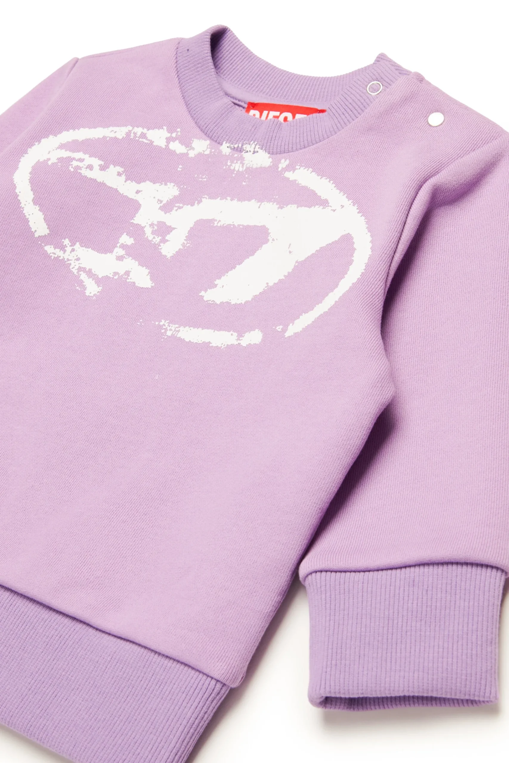Sweatshirts | Oval D By Diesel>DIESEL Crew-neck sweatshirt with used-effect Oval D logo lavender