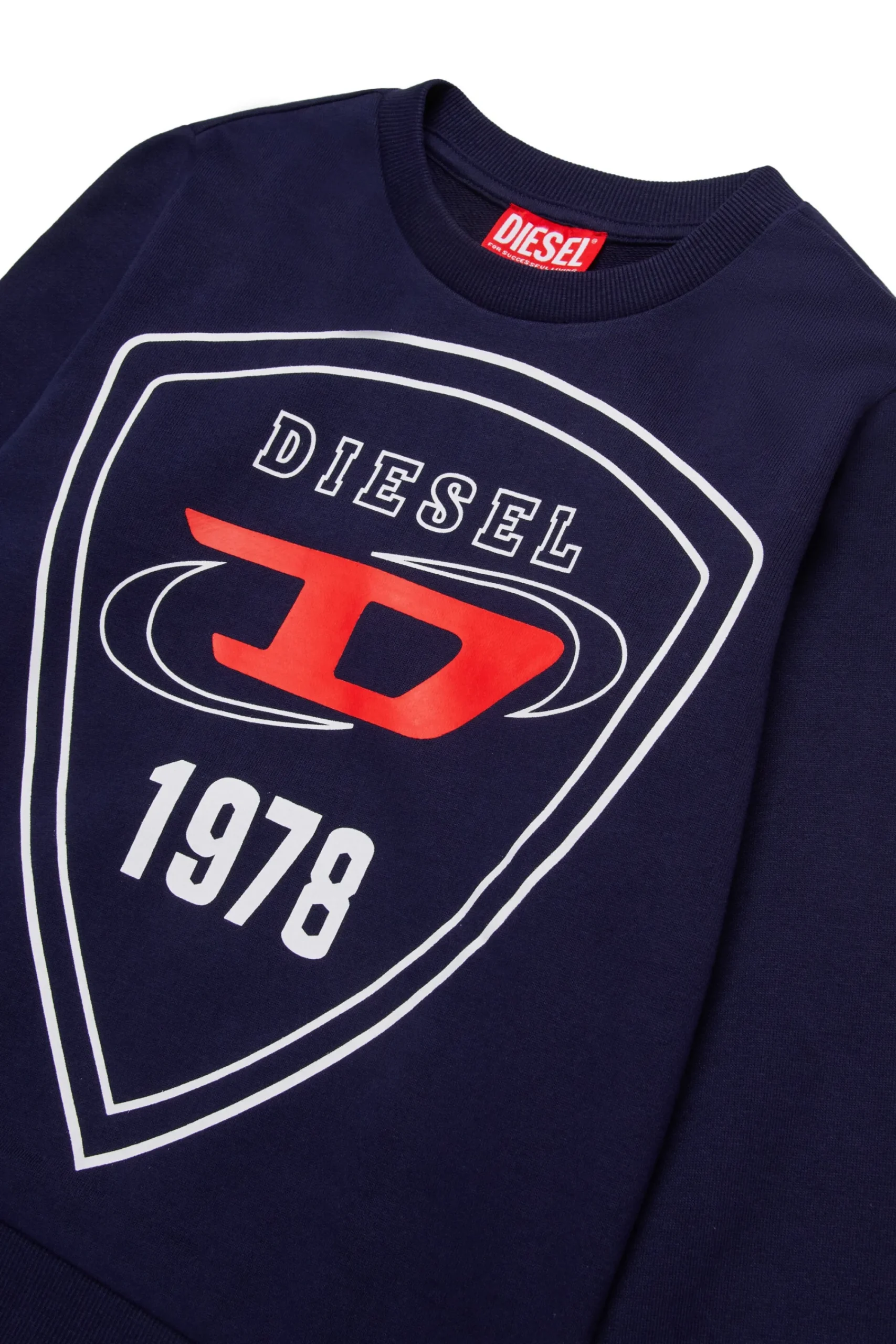 Sweatshirts>DIESEL Crew-neck sweatshirt with shield logo print blue peacoat