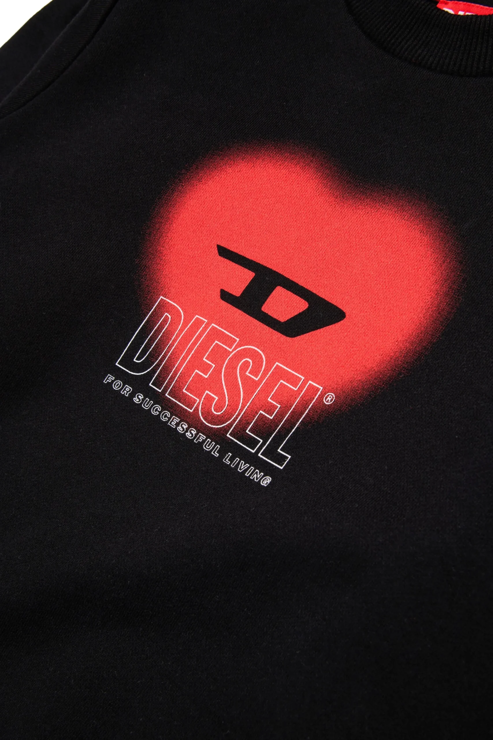 Sweatshirts>DIESEL Crew-neck sweatshirt with heart graphic black