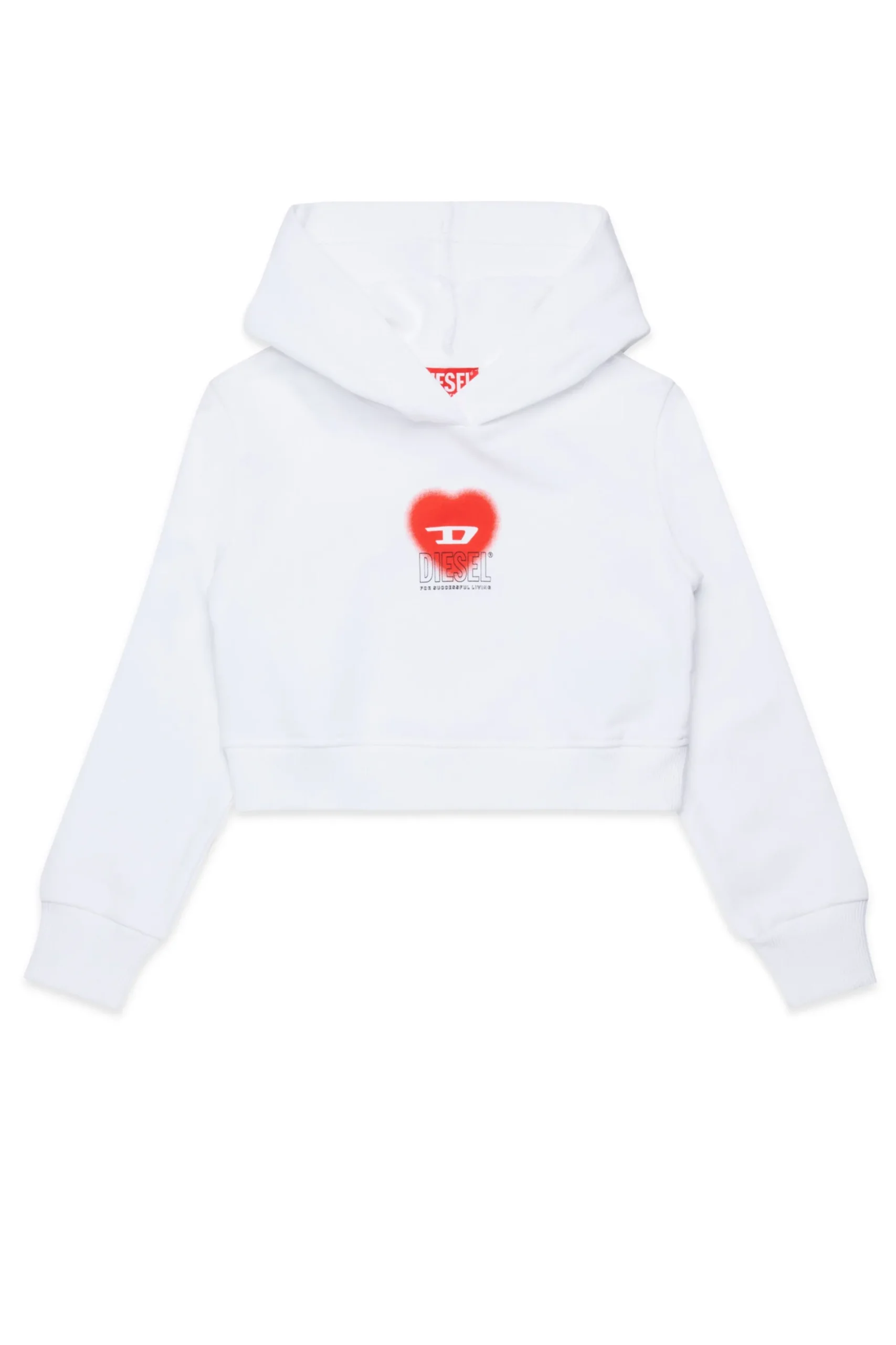 Sweatshirts>DIESEL Cropped sweatshirt with heart graphic white