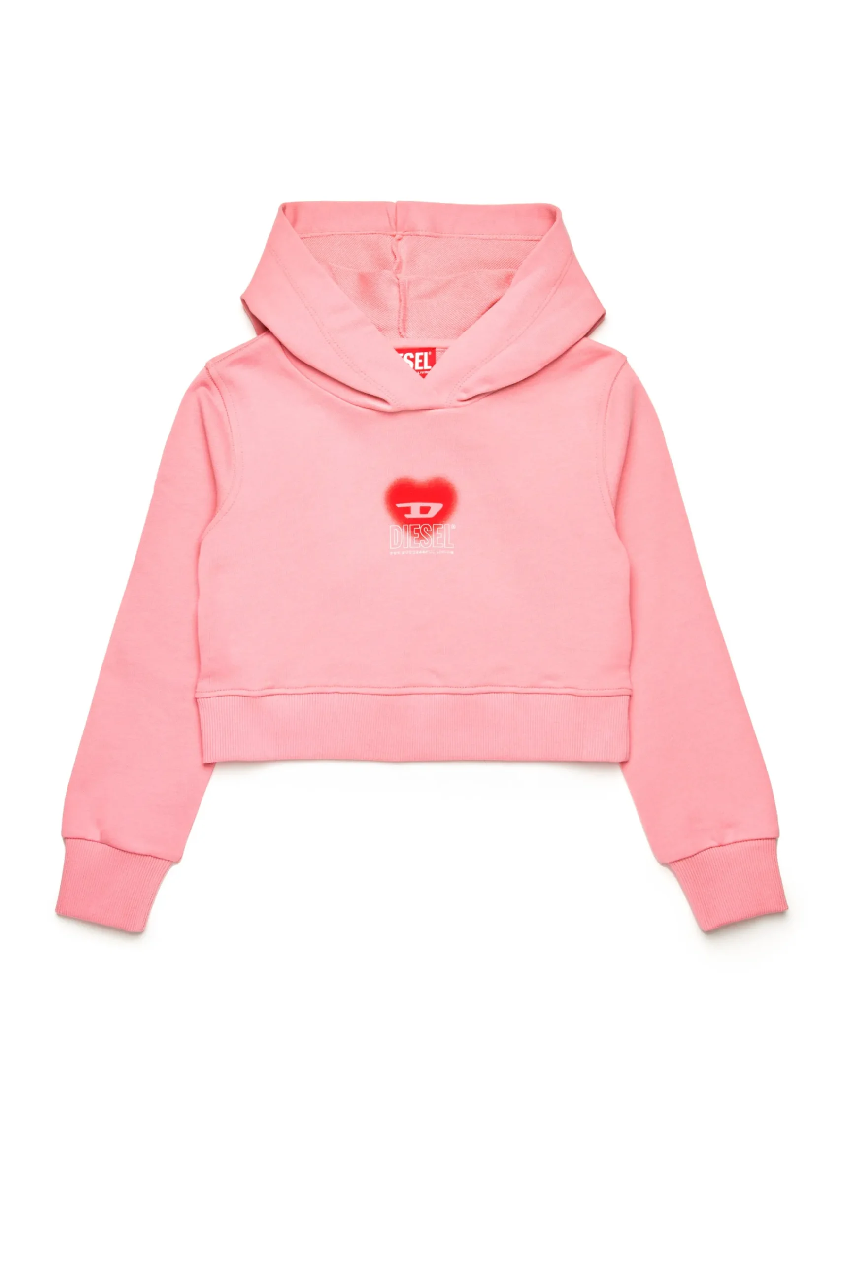 Sweatshirts>DIESEL Cropped sweatshirt with heart graphic pink