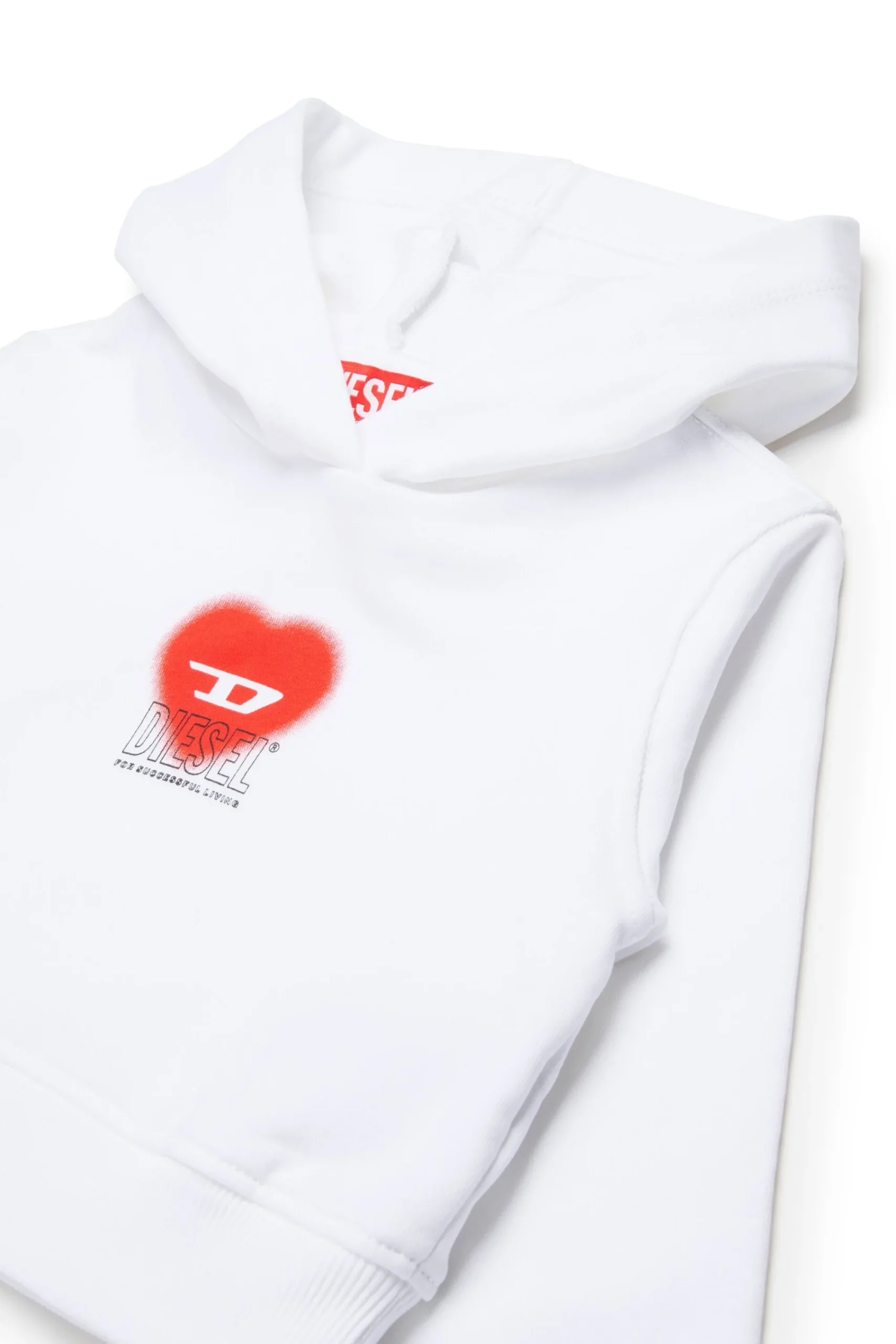 Sweatshirts>DIESEL Cropped sweatshirt with heart graphic white