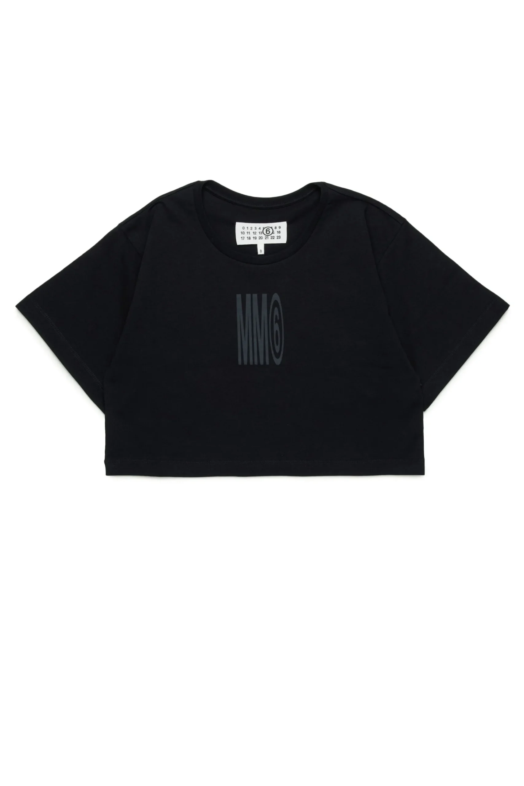 T-Shirts | Logomania>MM6 MAISON MARGIELA Cropped T-shirt with institutional logo black