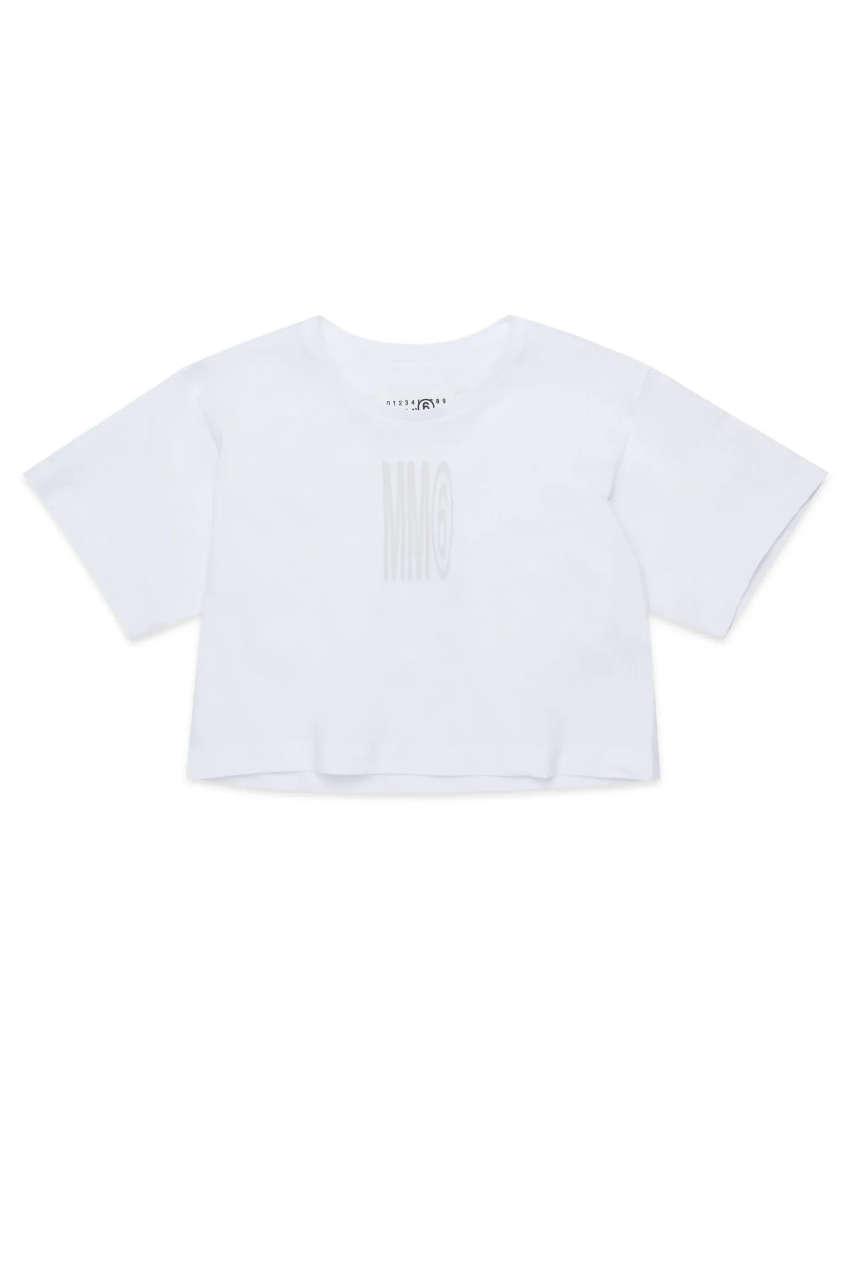 T-Shirts | Logomania>MM6 MAISON MARGIELA Cropped T-shirt with institutional logo white