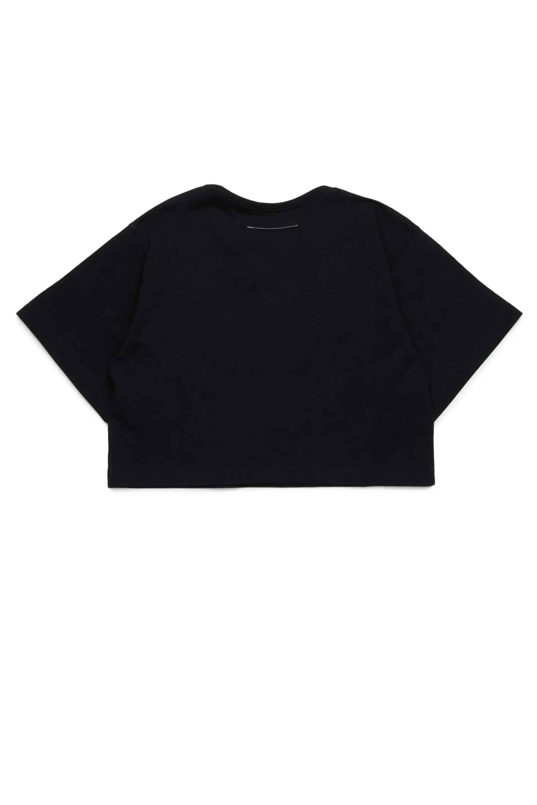 T-Shirts | Logomania>MM6 MAISON MARGIELA Cropped T-shirt with institutional logo black