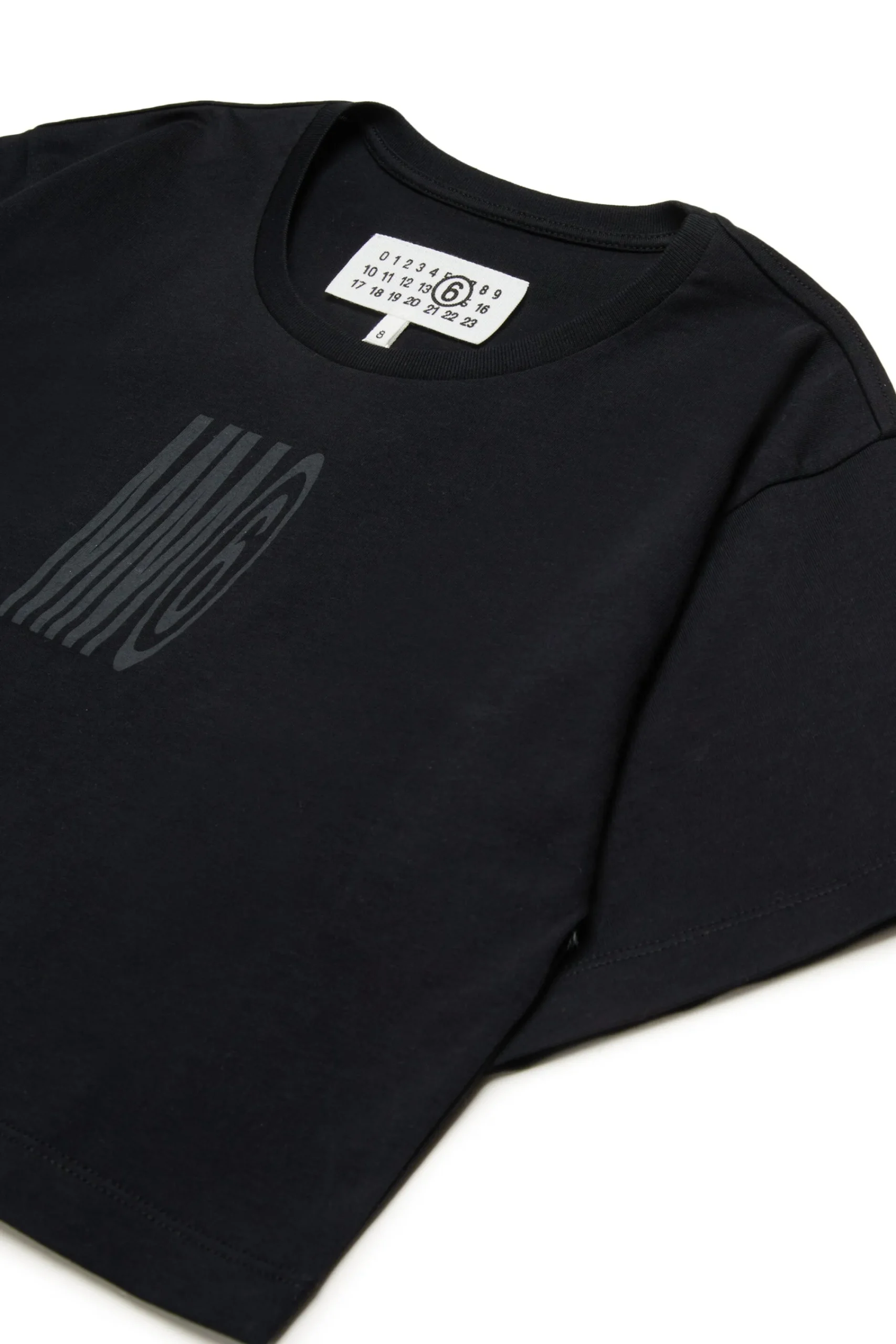 T-Shirts | Logomania>MM6 MAISON MARGIELA Cropped T-shirt with institutional logo black