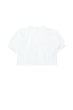T-Shirts>MARNI Cropped T-shirt with pleated details natural white