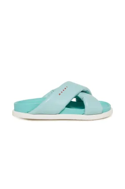 Slippers And Sandals | Slippers And Sandals>MARNI Crossed fussbett puffy slippers light bluette
