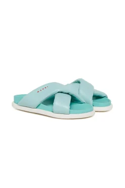 Slippers And Sandals | Slippers And Sandals>MARNI Crossed fussbett puffy slippers light bluette