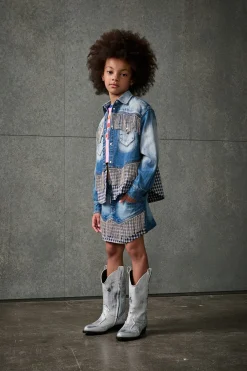 Shirts | Denim-Mania>DSQUARED2 Crystal fringed denim shirt blue denim