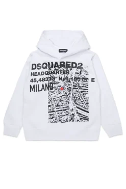 Sweatshirts | Sweatshirts>DSQUARED2 D2 Headquarter print sweatshirt white