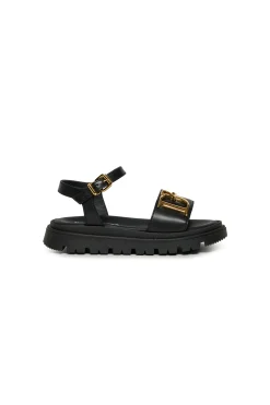 Slippers And Sandals | Slippers And Sandals>DSQUARED2 D2 Statement leather platform sandals black