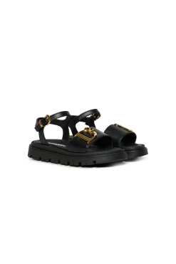 Slippers And Sandals | Slippers And Sandals>DSQUARED2 D2 Statement leather platform sandals black