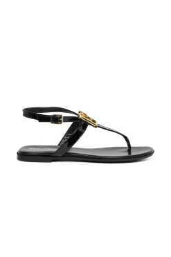Slippers And Sandals | Slippers And Sandals>DSQUARED2 D2 Statement leather thong sandals black