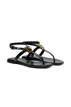 Slippers And Sandals | Slippers And Sandals>DSQUARED2 D2 Statement leather thong sandals black