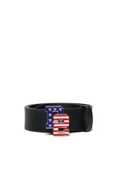 Belts | Belts>DSQUARED2 D2 USA leather belt with buckle black