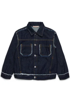 Jackets And Padded Jackets | Jackets And Padded Jackets>MARNI Dark denim jacket with frayed details blue denim