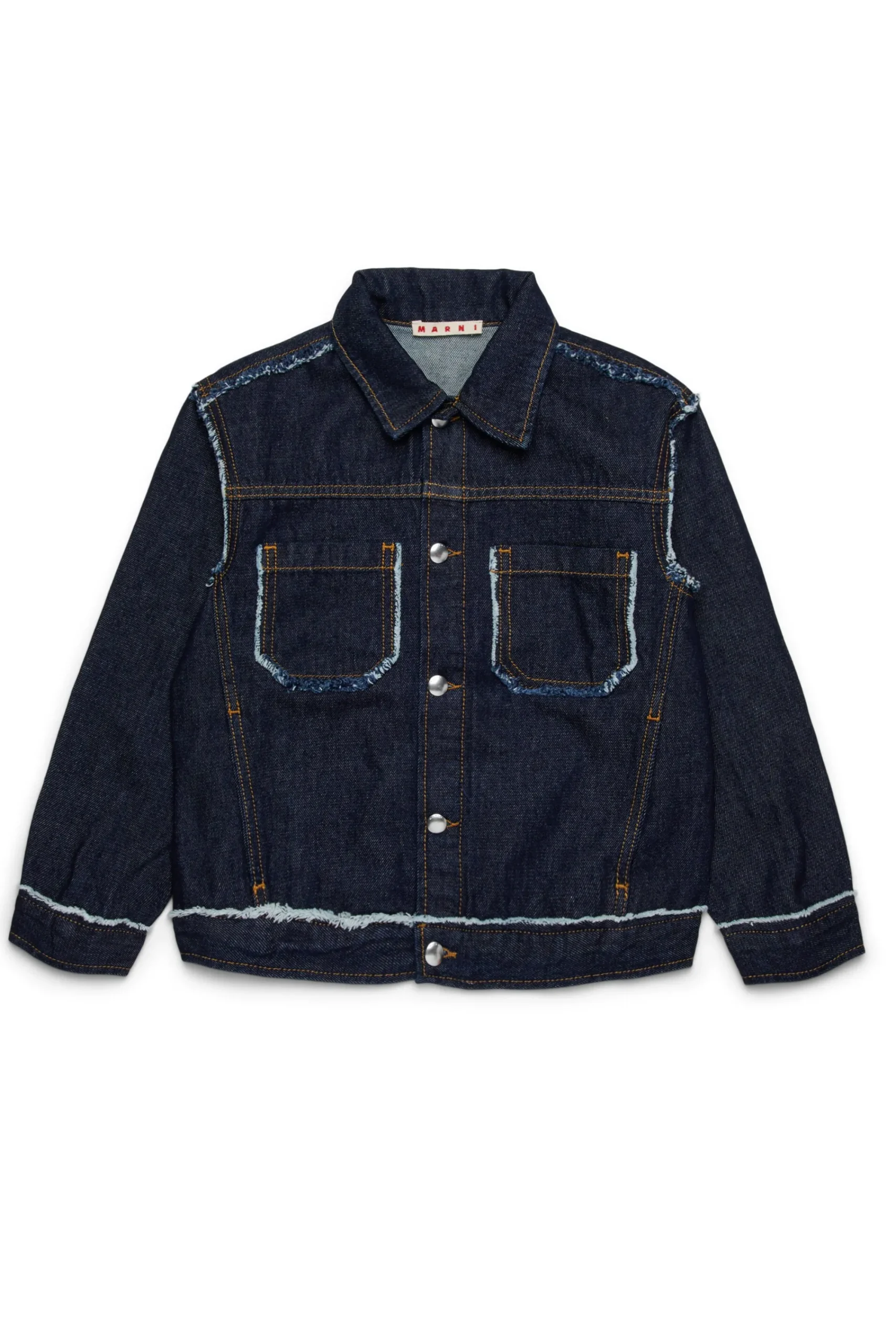 Jackets And Padded Jackets | Jackets And Padded Jackets>MARNI Dark denim jacket with frayed details blue denim