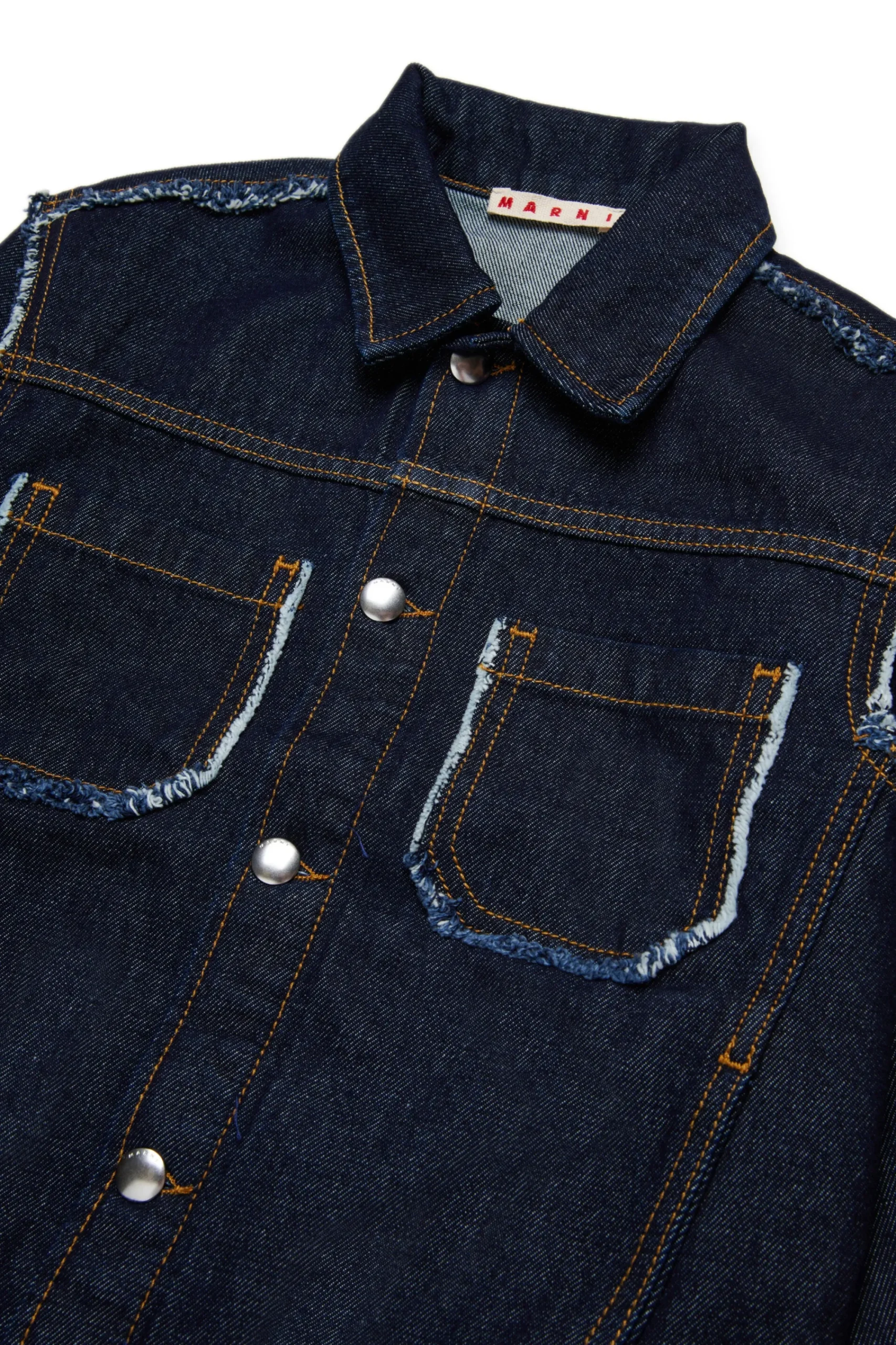 Jackets And Padded Jackets | Jackets And Padded Jackets>MARNI Dark denim jacket with frayed details blue denim