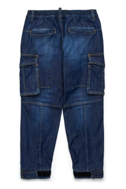 Denim-Mania | Denim-Mania>DSQUARED2 Dark tapered jeans with cargo pockets blue denim