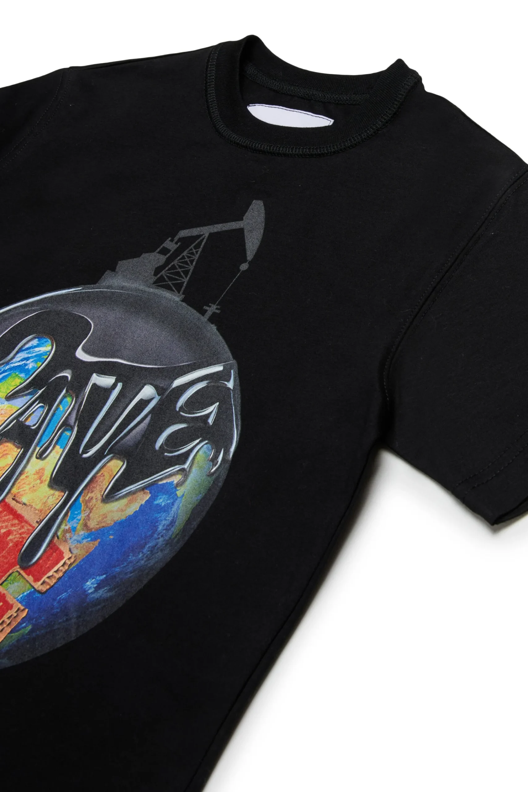 T-Shirts | T-Shirts>MYAR Deadstock cotton T-shirt with Save me graphics black
