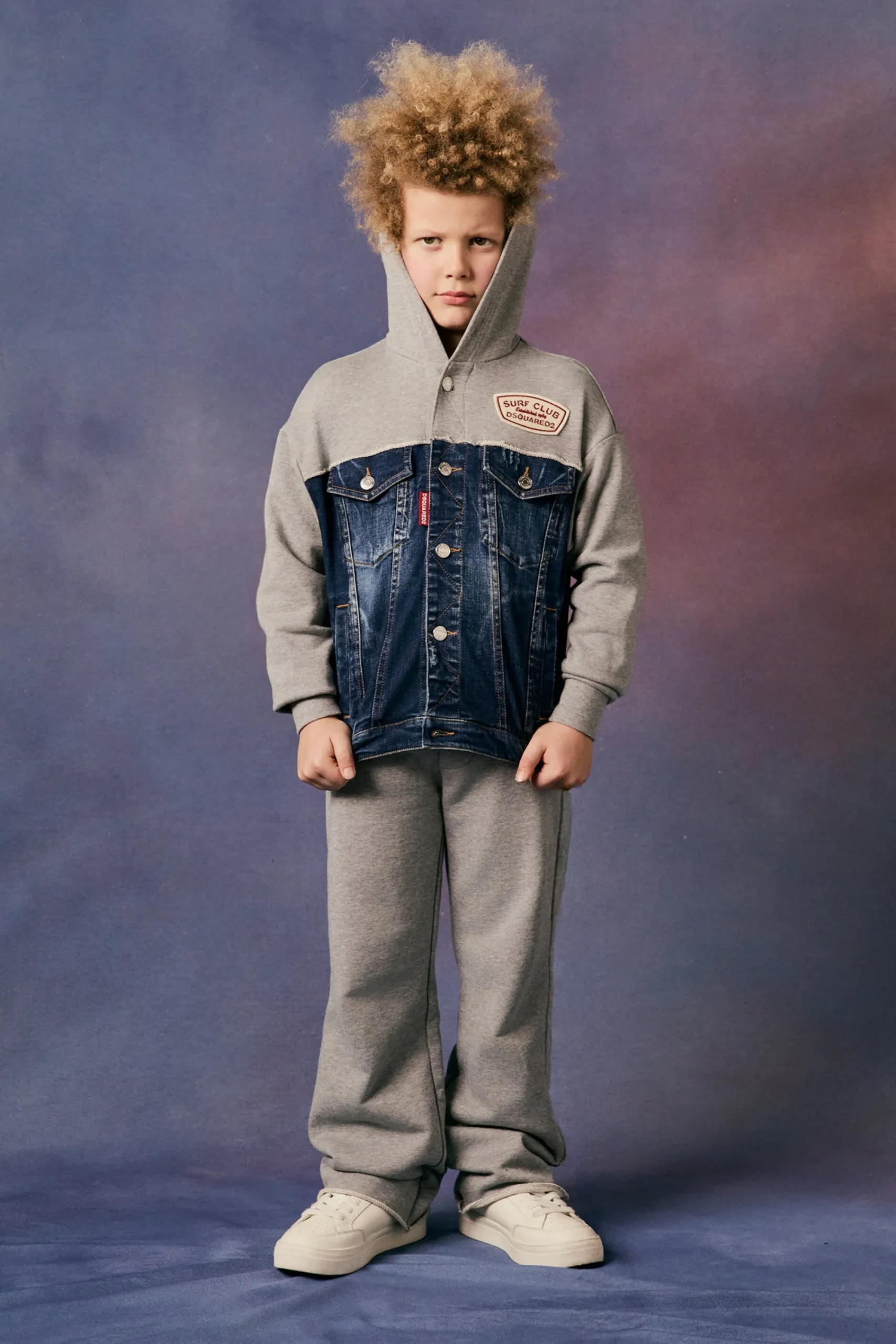 Pants | Denim-Mania>DSQUARED2 Denim and fleece pants with patches dark grey melange